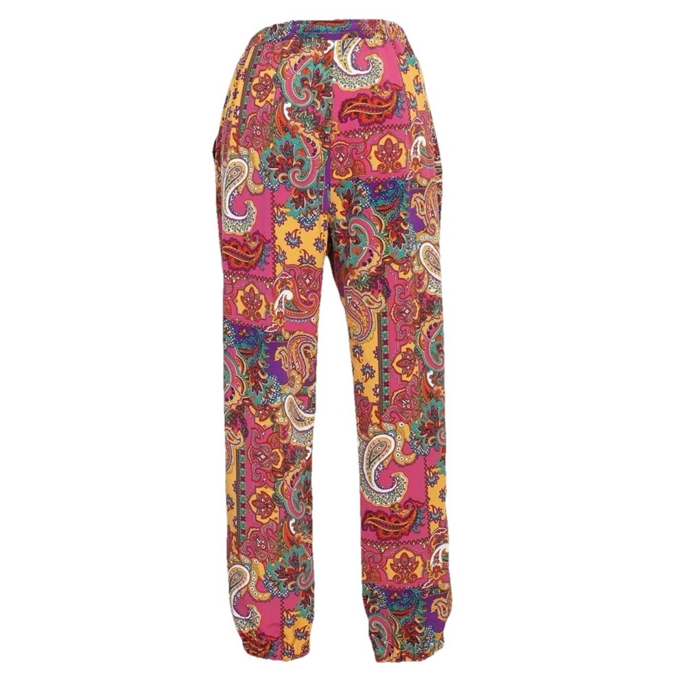 Ralph Lauren Womens 10 Multi Color Paisley Patchwork Trouser Pants Pockets Light - Picture 3 of 12